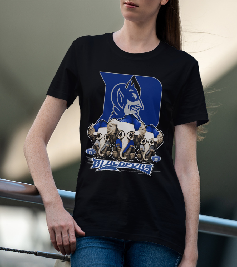 Elephant Xmas Duke Blue Devils Holiday Trio T-Shirt