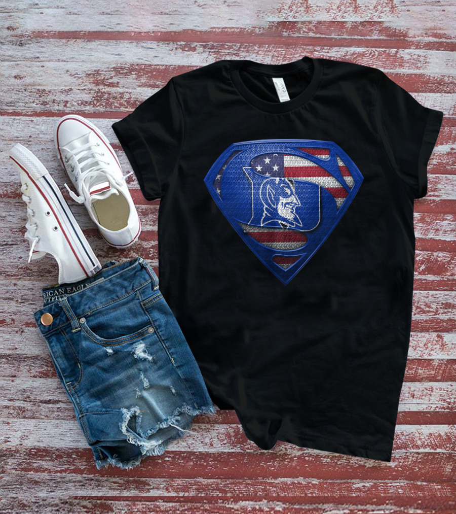 Duke Blue Devils Superman American Flag T-Shirt