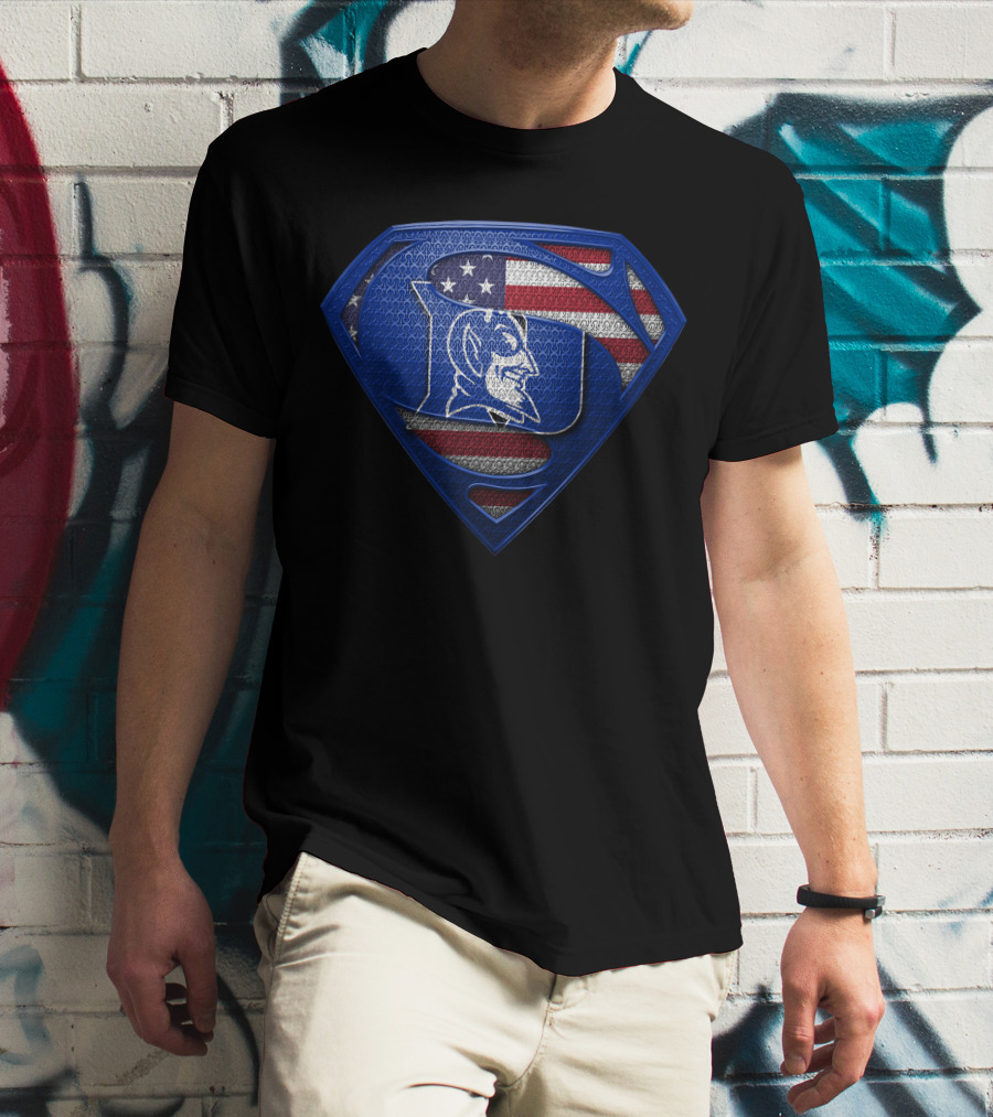Duke Blue Devils Superman American Flag T-Shirt