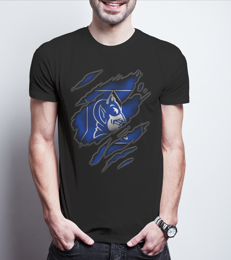 Torn Duke Blue Devils Logo Claw Marks T-Shirt