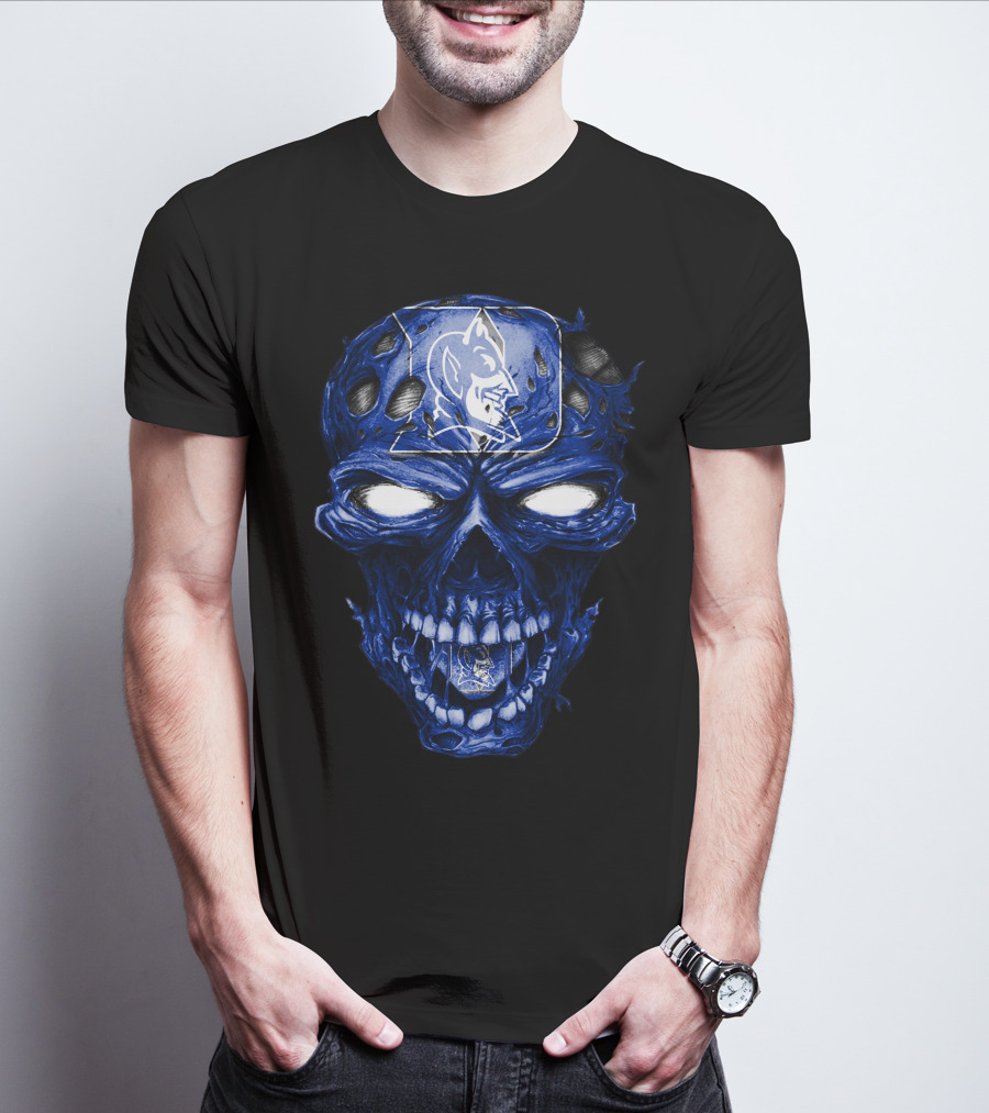 Skull Duke Blue Devils Iconic Logo Fusion T-Shirt
