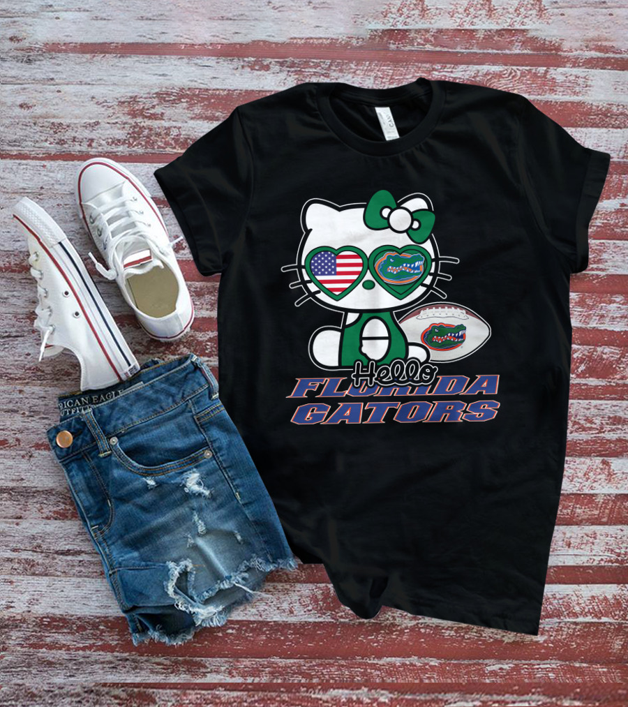 Hello Kitty Florida Gators Football American Flag T-Shirt