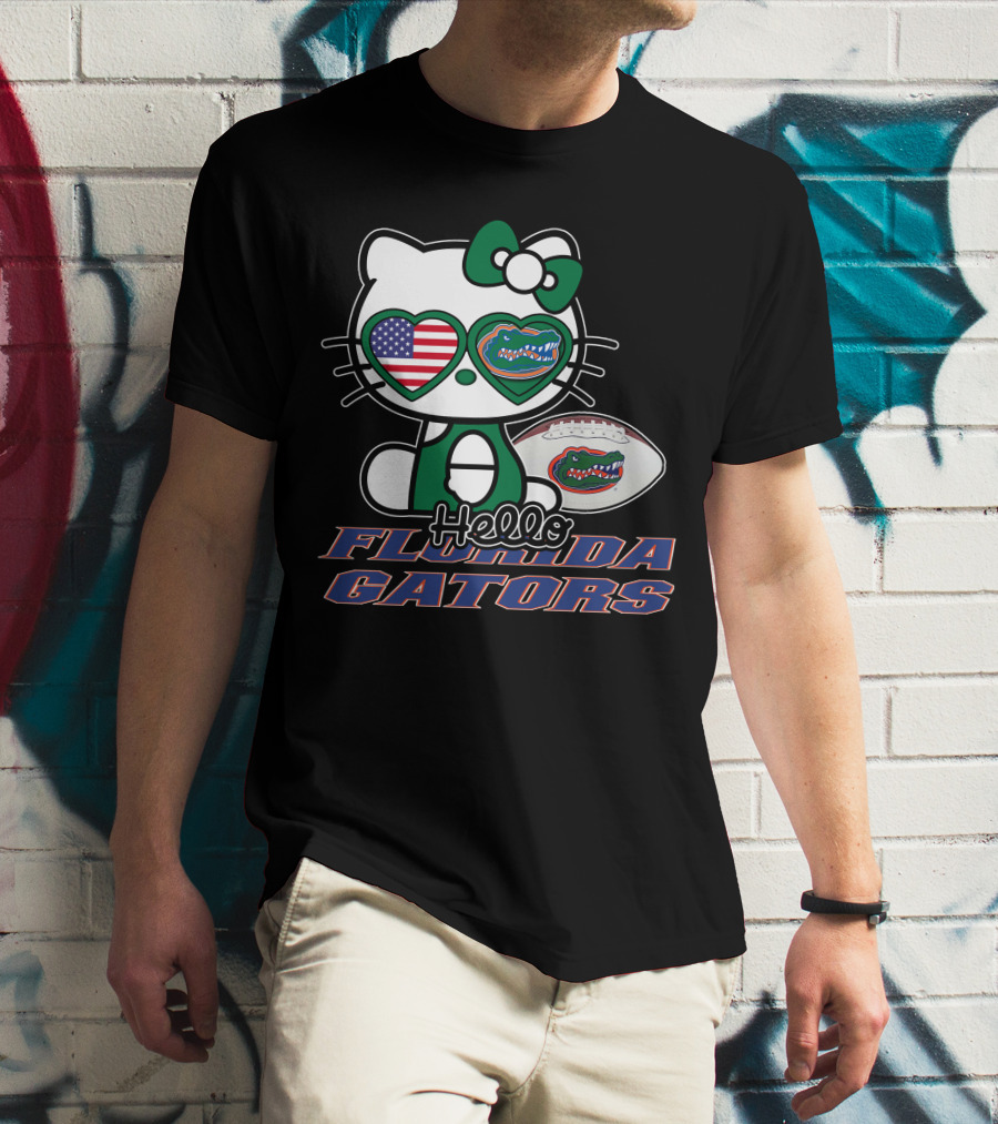 Hello Kitty Florida Gators Football American Flag T-Shirt