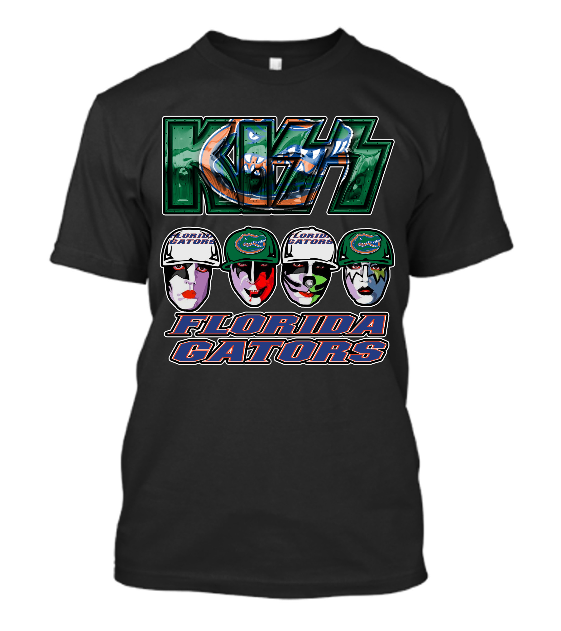 KISS Florida Gators Iconic Band Art Faces With Team T-Shirt