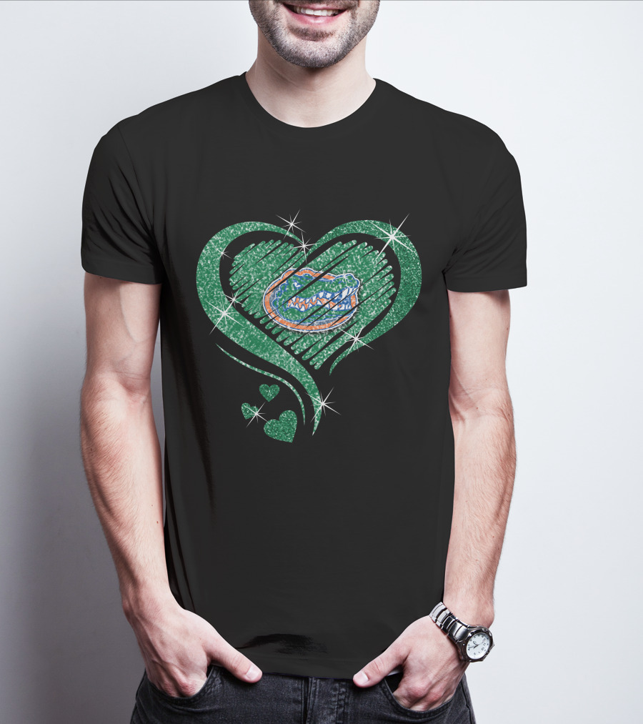 Florida Gators Glitter Heart Diamond Sparkle T-Shirt