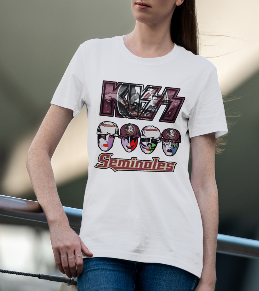 Kiss Florida State Seminoles Face Paint Caps T-Shirt