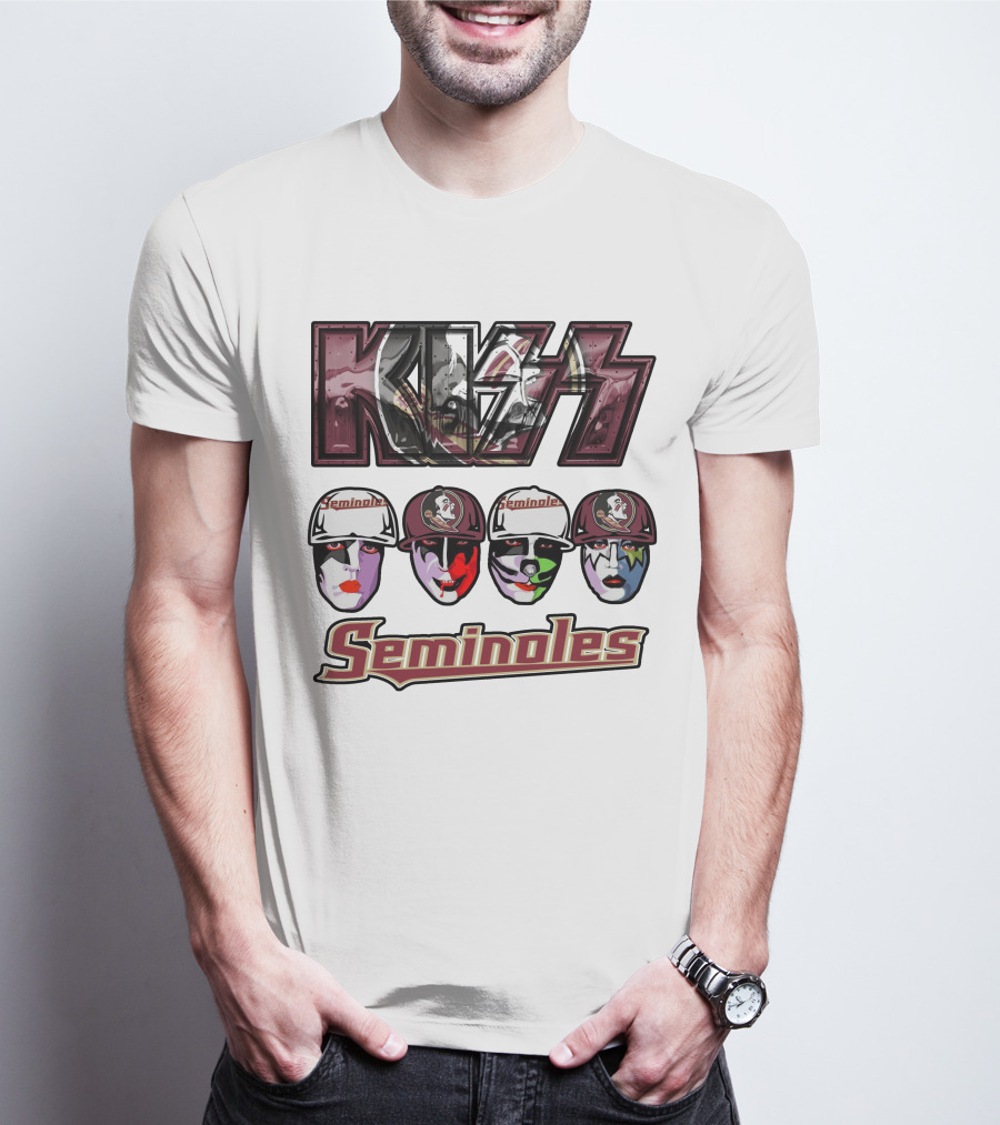Kiss Florida State Seminoles Face Paint Caps T-Shirt