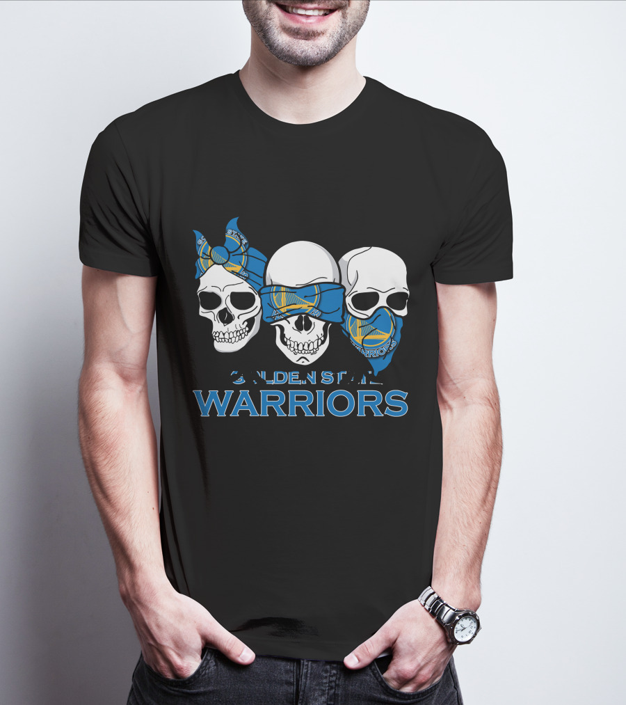 Golden State Warriors Three Skulls Bandana Style T-Shirt