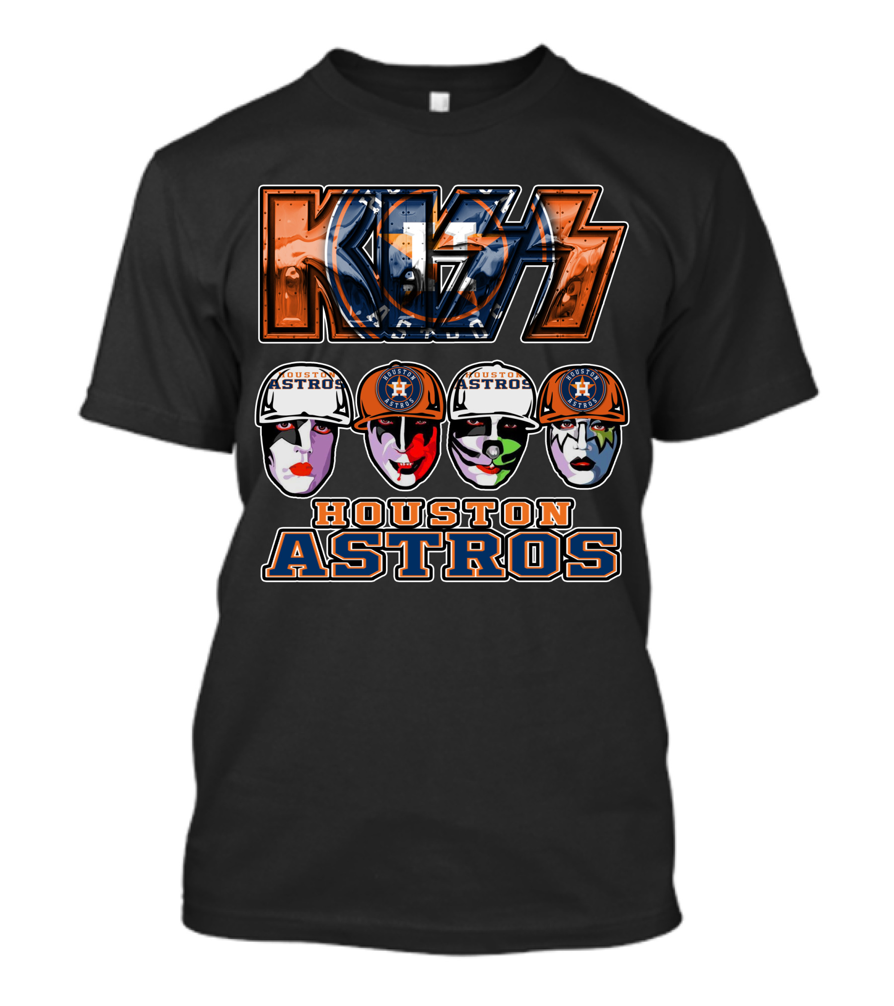 Kiss Houston Astros Rock Band Collaboration With Iconic Face Paint And Logos T-Shirt