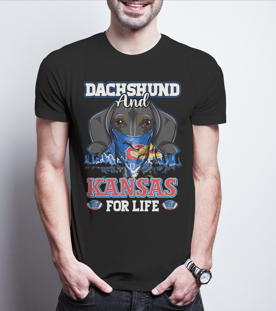 Dachshund And Kansas For Life Jayhawks KU Spirit T-Shirt
