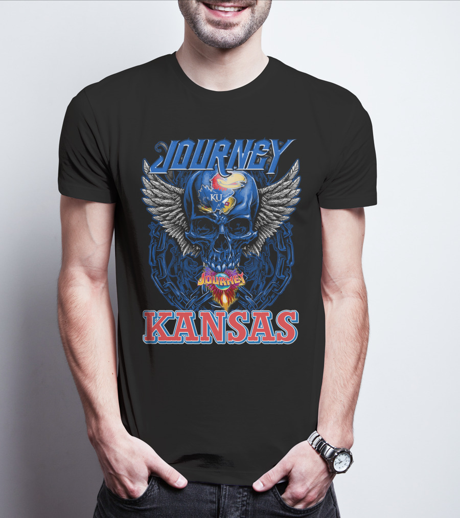 Journey Kansas Jayhawks KU Skull Wings T-Shirt