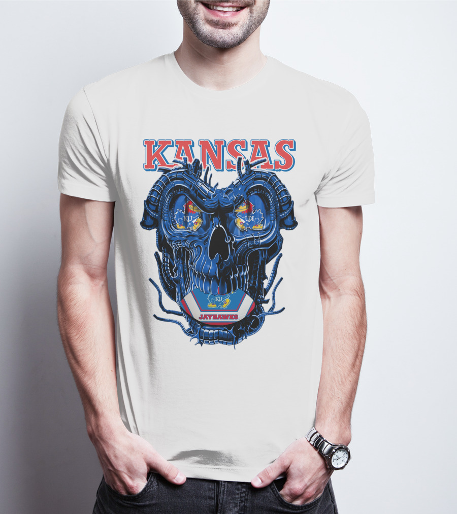 Kansas Jayhawks Dragonskull KU Football T-Shirt