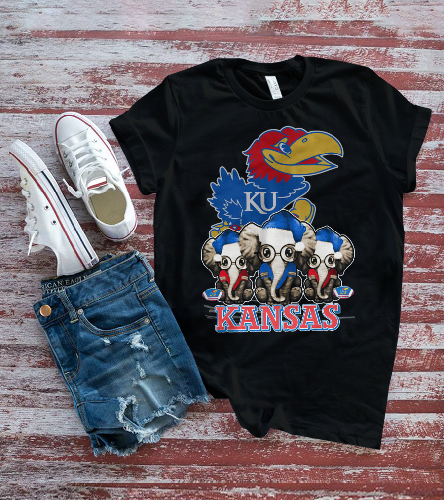 Kansas Jayhawks Christmas Elephants T-Shirt