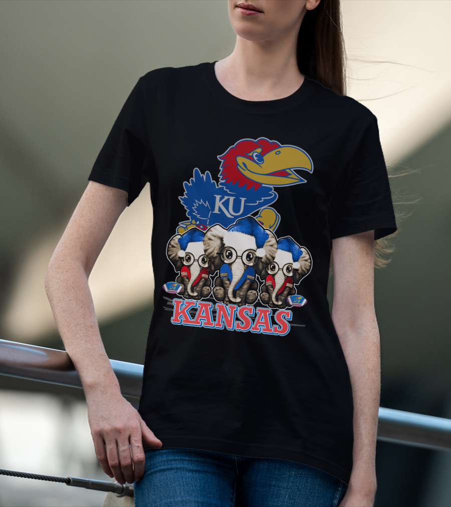 Kansas Jayhawks Christmas Elephants T-Shirt