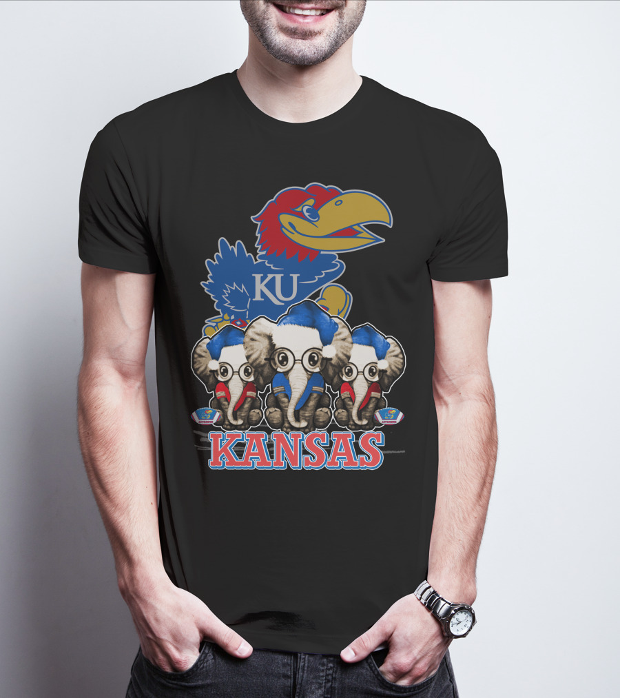 Kansas Jayhawks Christmas Elephants T-Shirt