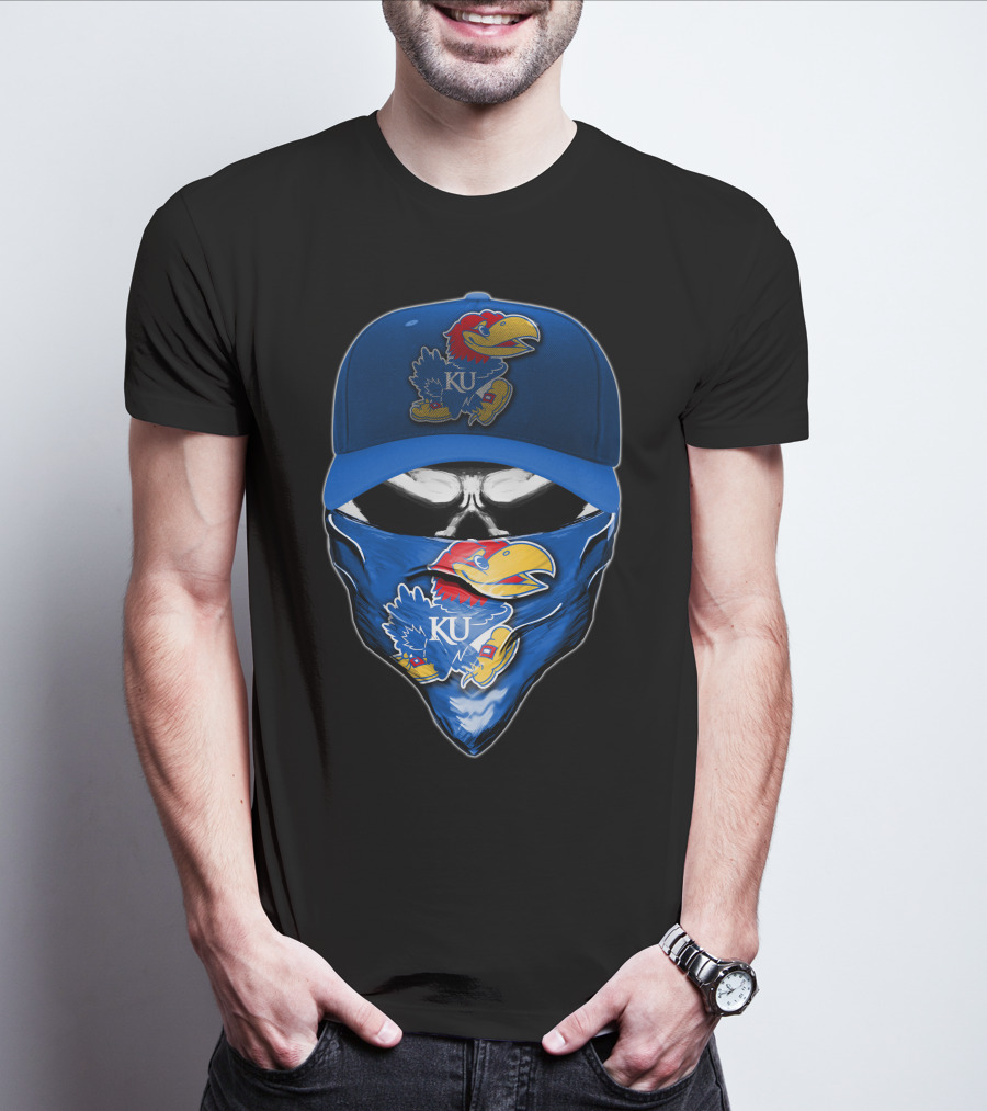 KU Skull Kansas Jayhawks Bandana Hat T-Shirt