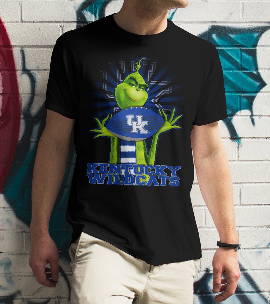 Grinch Holding Kentucky Wildcats Football T-Shirt
