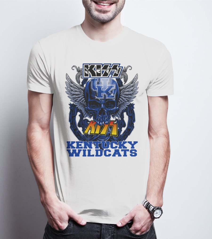 Kiss Kentucky Wildcats UK Skull Wings T-Shirt