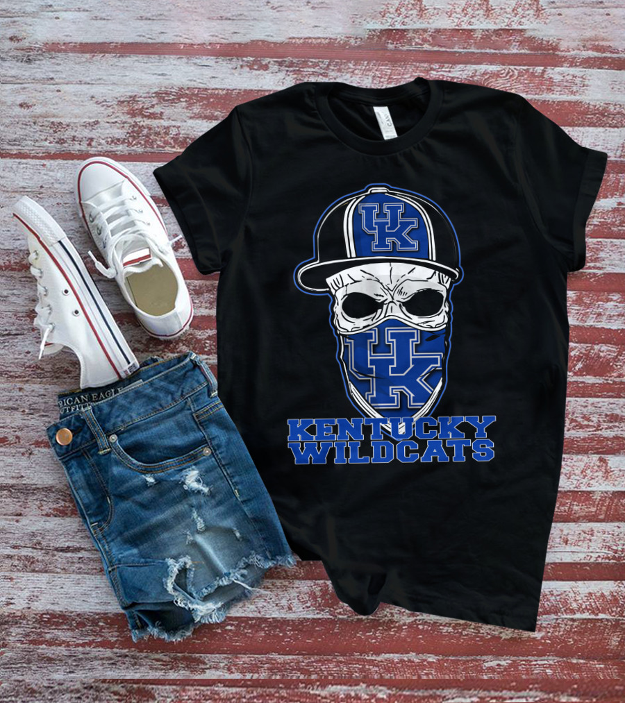 Kentucky Wildcats Skull Hat UK T-Shirt