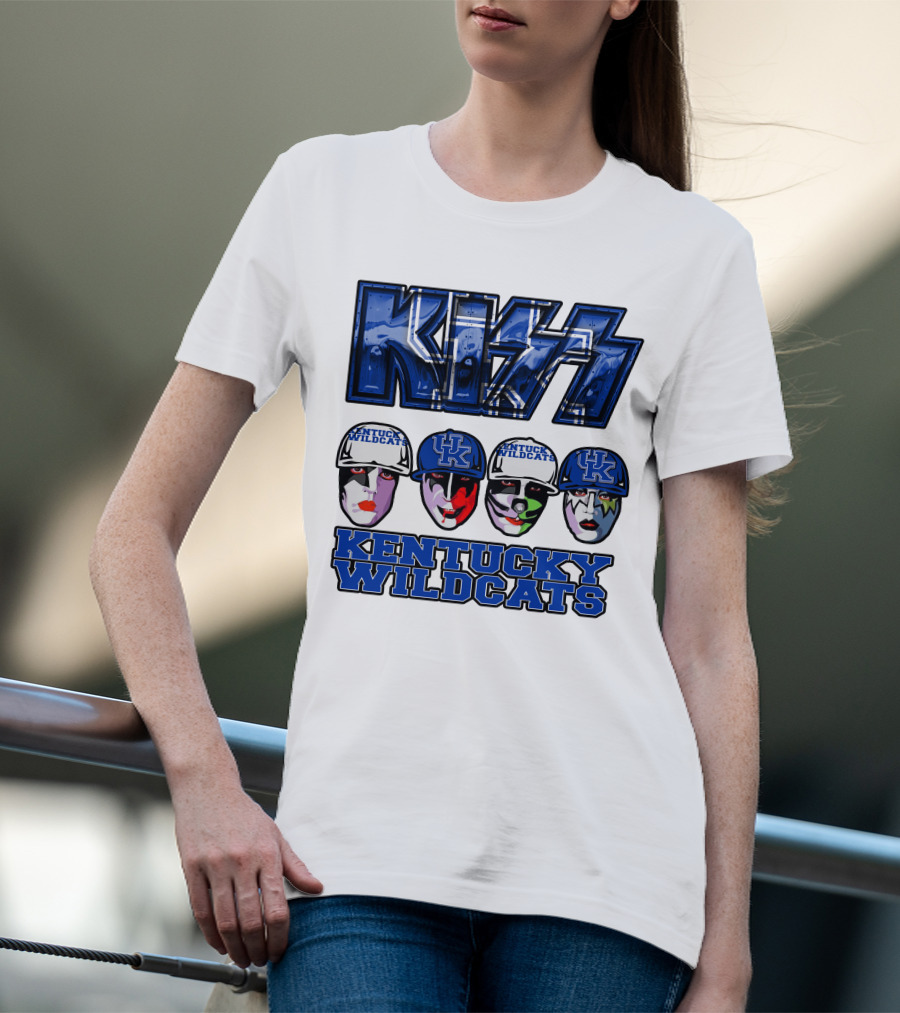 Kiss Kentucky Wildcats Blue Rock And Roll Band Fans T-Shirt