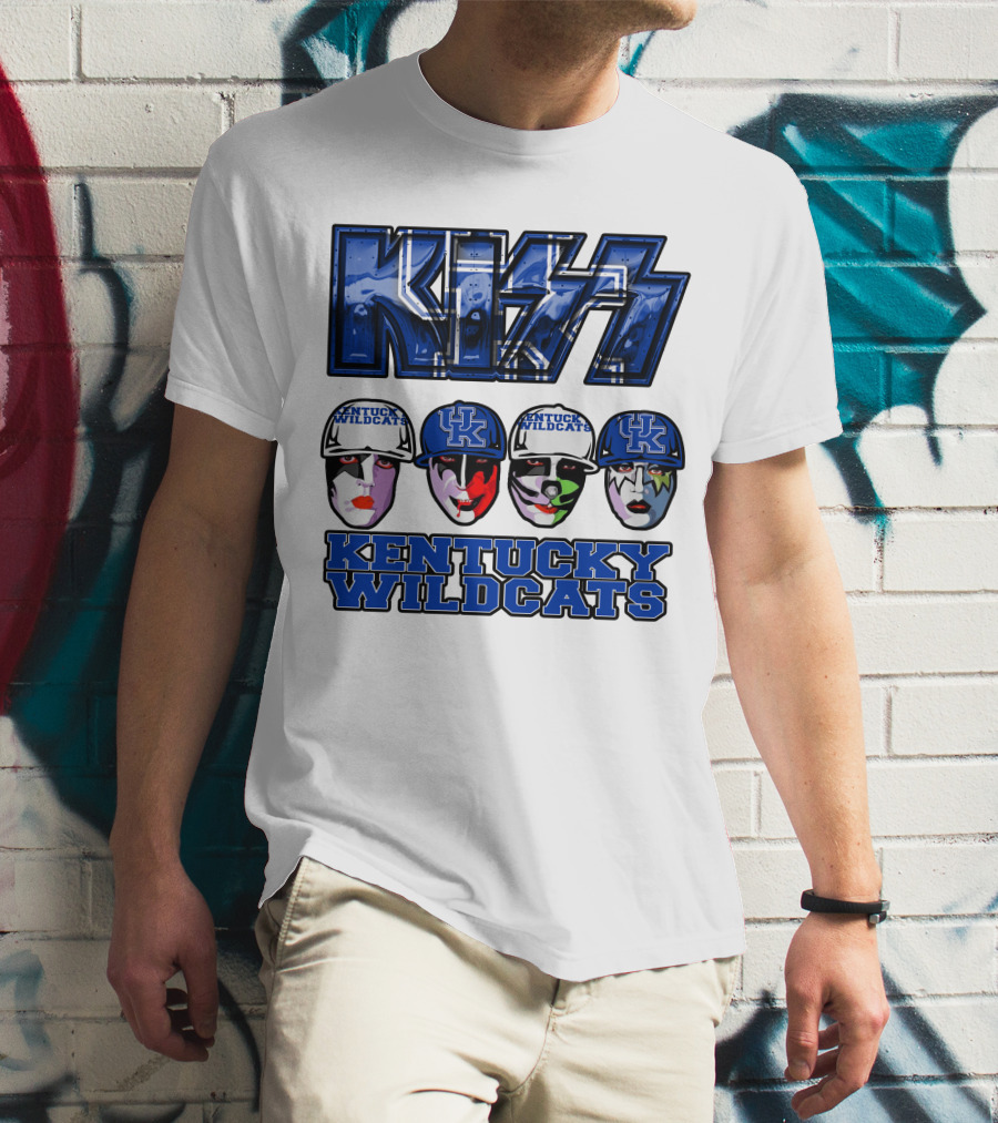 Kiss Kentucky Wildcats Blue Rock And Roll Band Fans T-Shirt