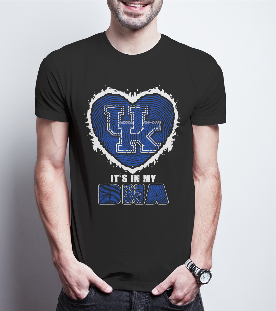 It's In My DNA Kentucky Wildcats UK Heart Fingerprint T-Shirt