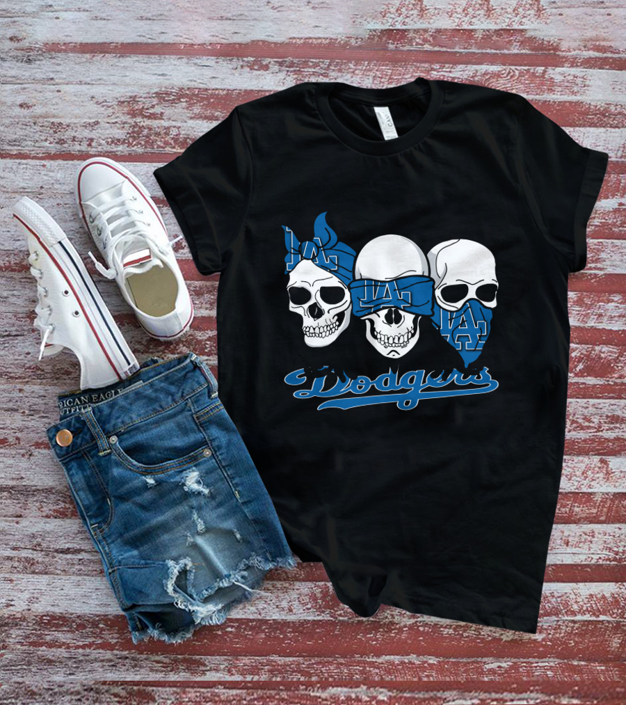 3 Skulls LA Dodgers T-Shirt