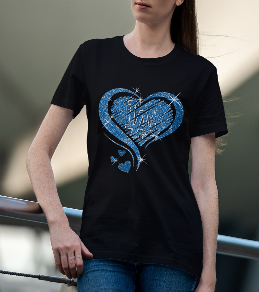 Heart Glitter LA Dodgers T-Shirt