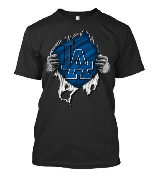 Torn LA Dodgers Logo With Hands T-Shirt