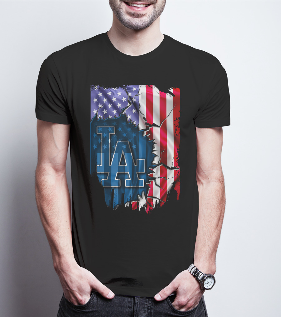 LA Dodgers American Flag Fusion T-Shirt