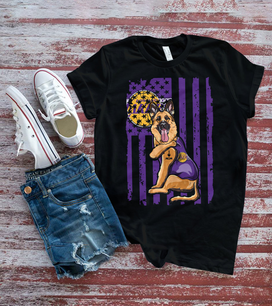 German Shepherd Los Angeles Lakers Fan Mom T-Shirt