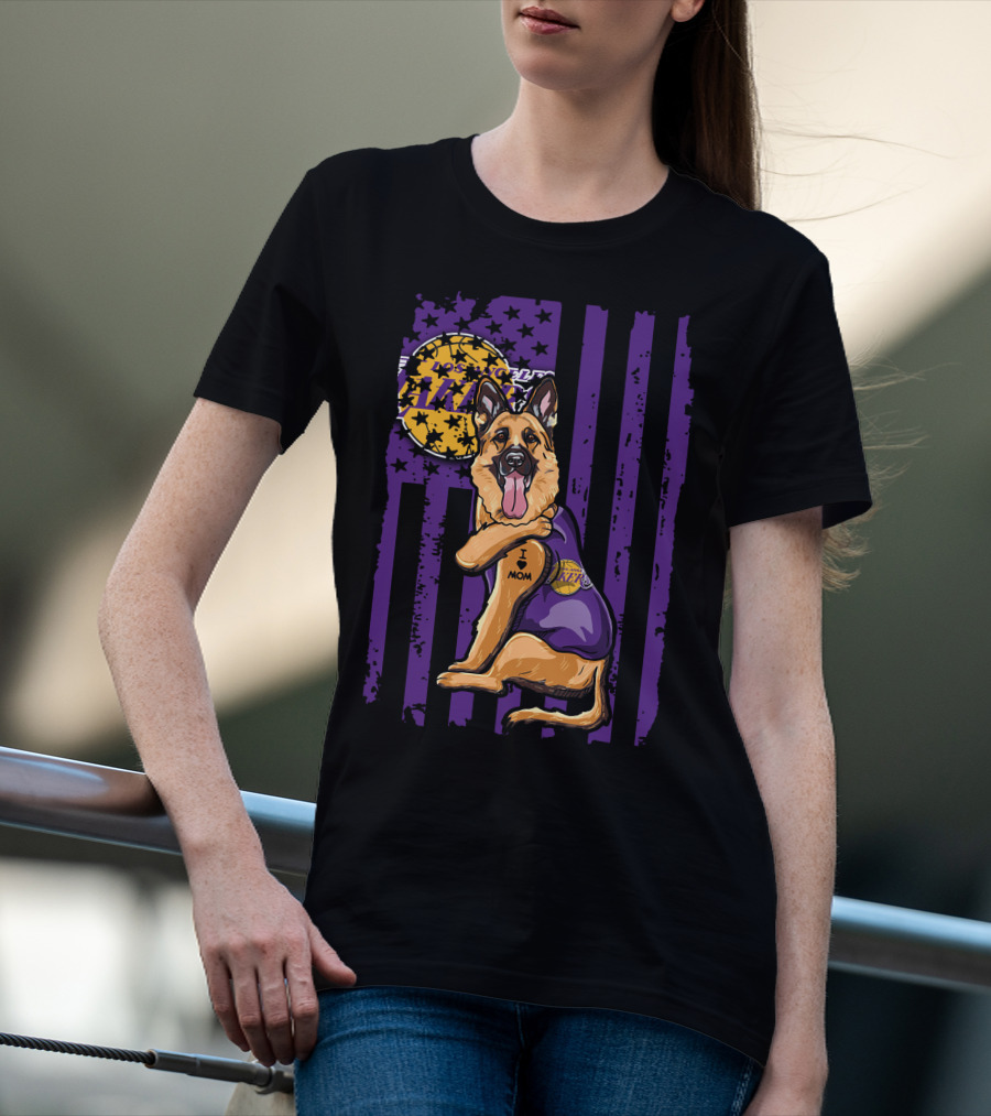 German Shepherd Los Angeles Lakers Fan Mom T-Shirt