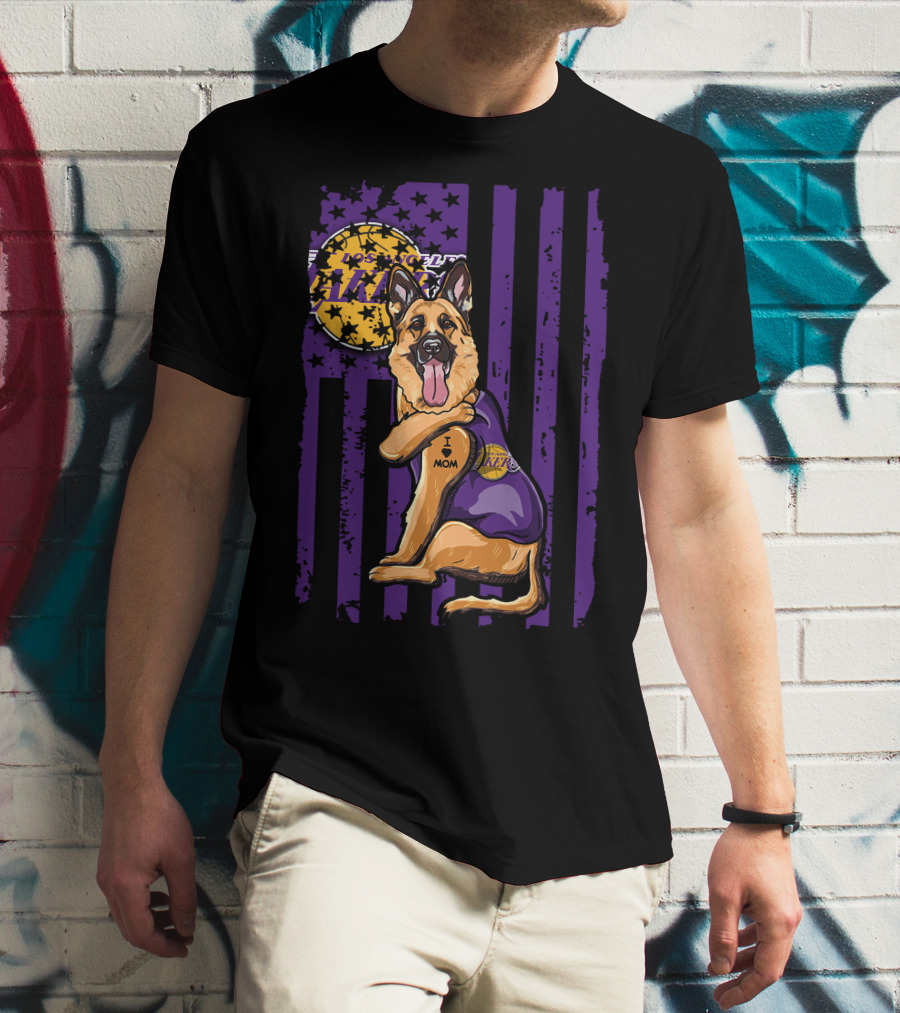 German Shepherd Los Angeles Lakers Fan Mom T-Shirt