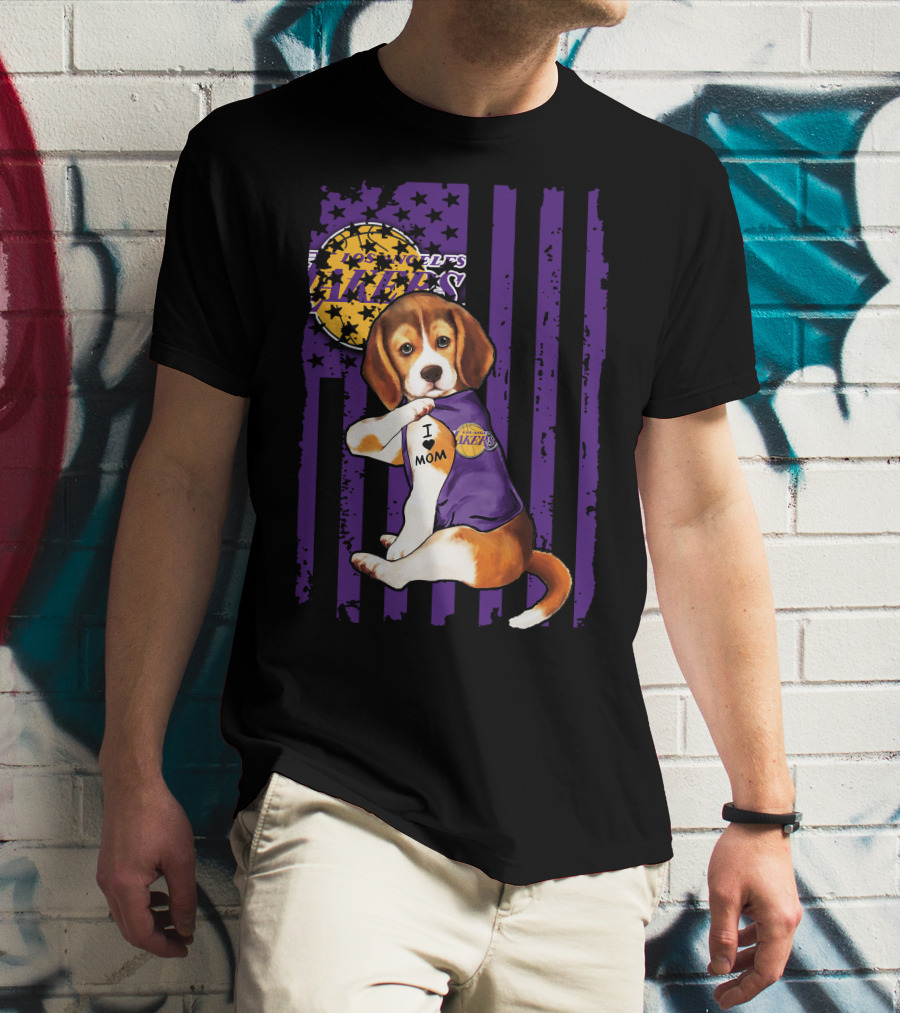 Beagle I Love Mom Los Angeles Lakers T-Shirt