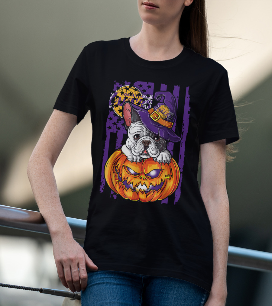 Hlw Bulldog Los Angeles Lakers Halloween Pumpkin Wizard Hat T-Shirt