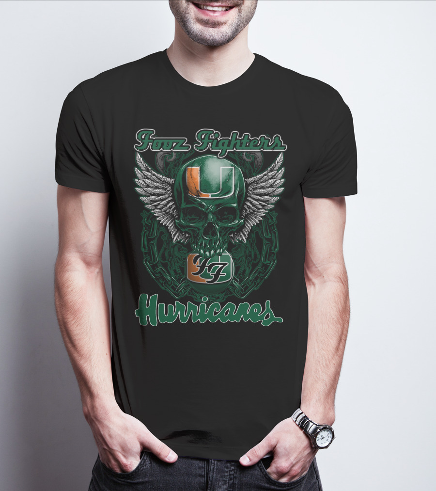 Four Fighters Miami Hurricanes U Icon Winged Skull Ff T-Shirt