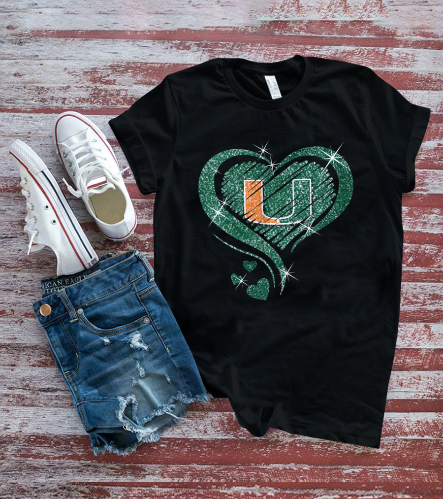 Heart Diamond Miami Hurricanes U T-Shirt