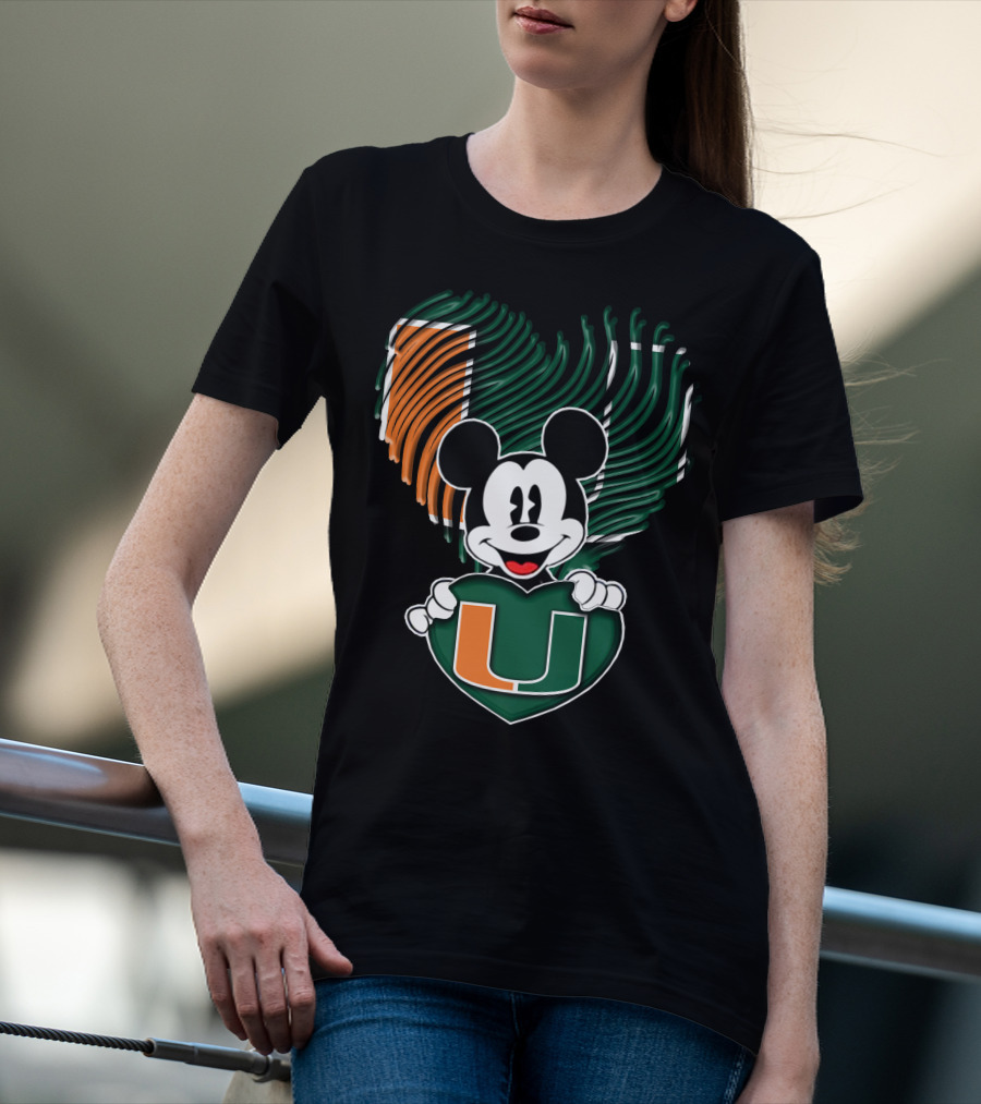 Mickey Mouse Miami Hurricanes Heart U T-Shirt
