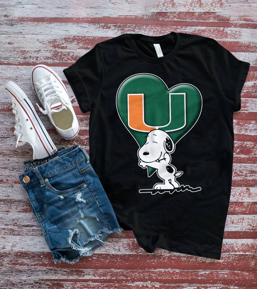 Snoop V1 Miami Hurricanes U Logo Heart Hug T-Shirt