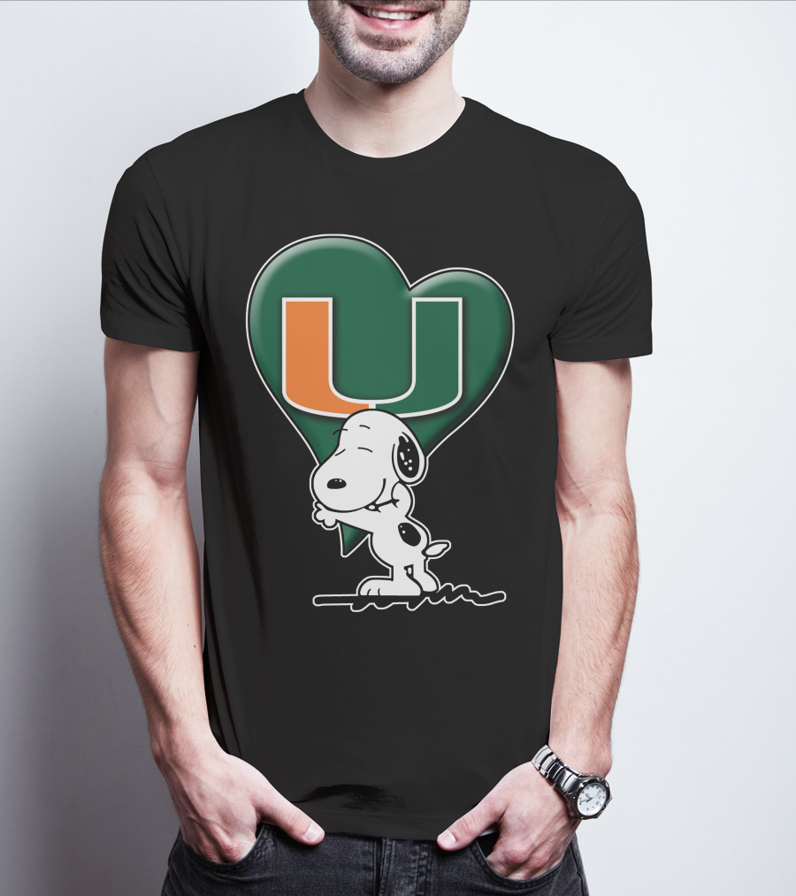 Snoop V1 Miami Hurricanes U Logo Heart Hug T-Shirt