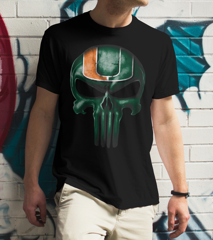 Miami Hurricanes Skull Punisher T-Shirt