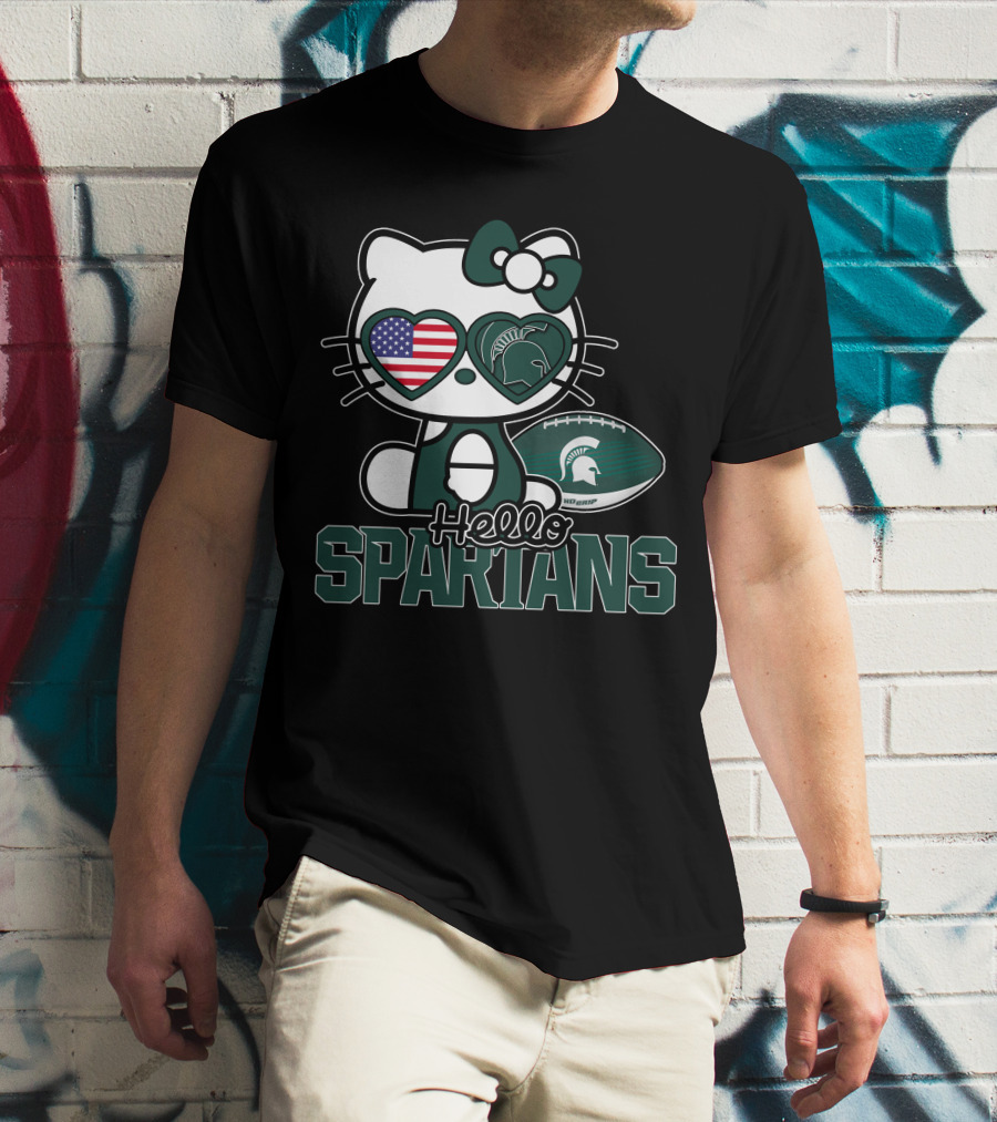 Hello Kitty Michigan State Spartans USA Football T-Shirt