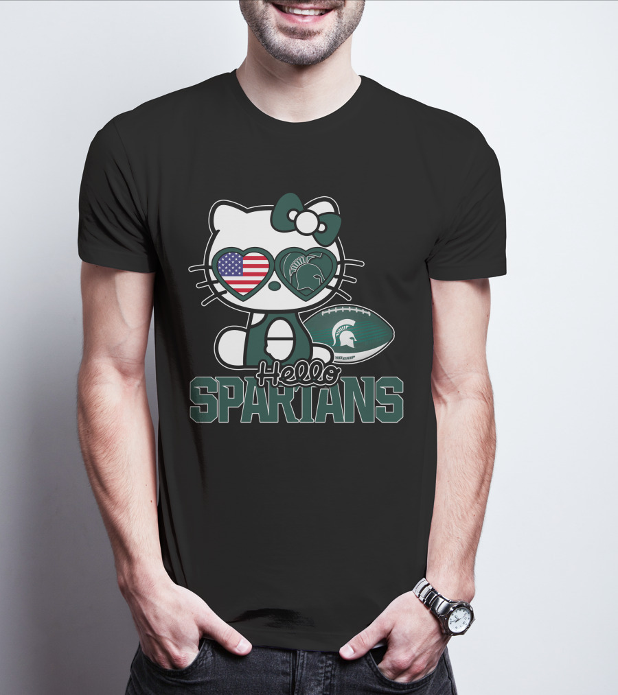 Hello Kitty Michigan State Spartans USA Football T-Shirt