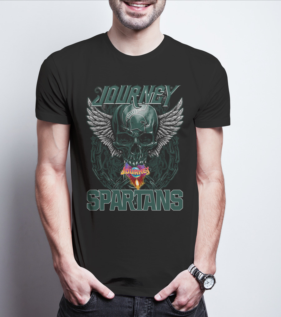 Journey Michigan State Spartans Skull Wings Chains T-Shirt