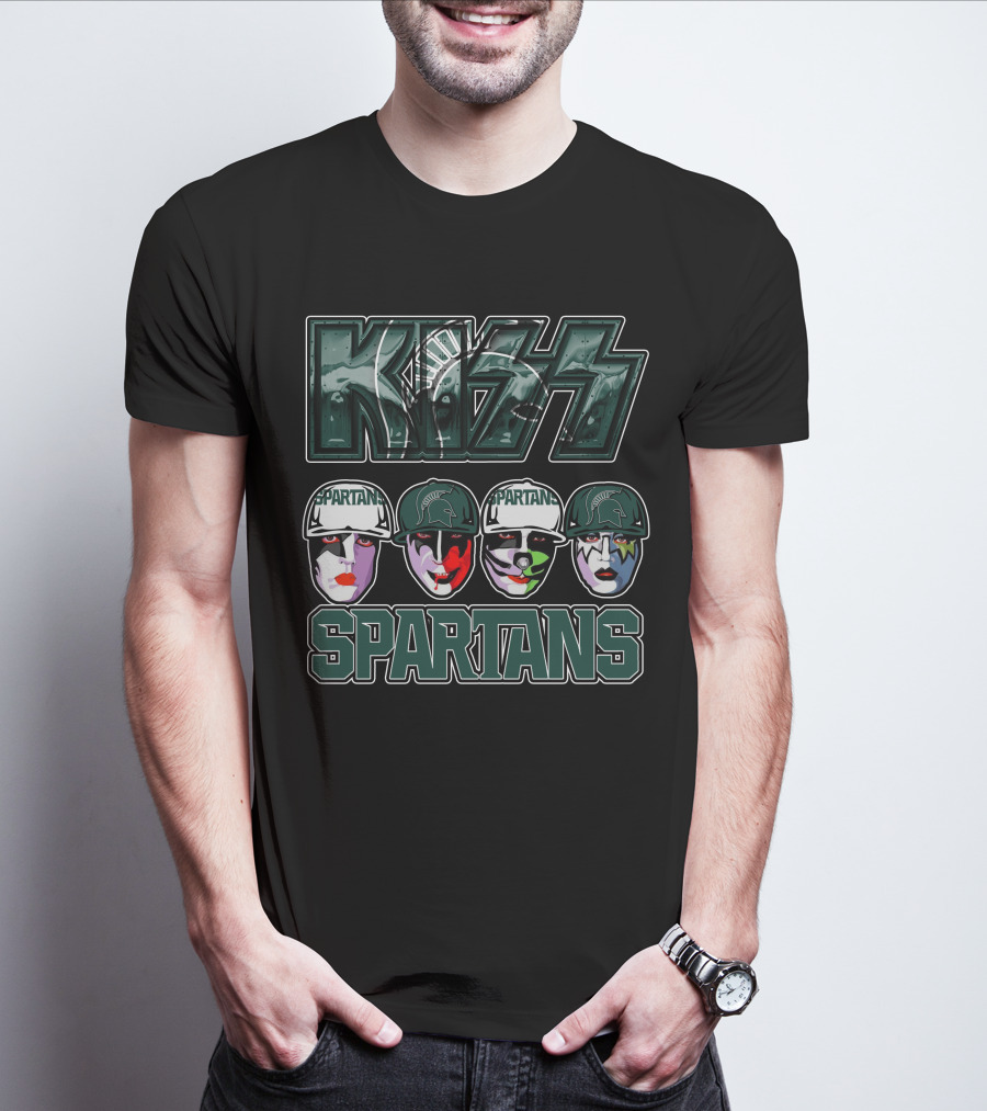 KISS Michigan State Spartans Band Face Makeup Fan Mashup T-Shirt