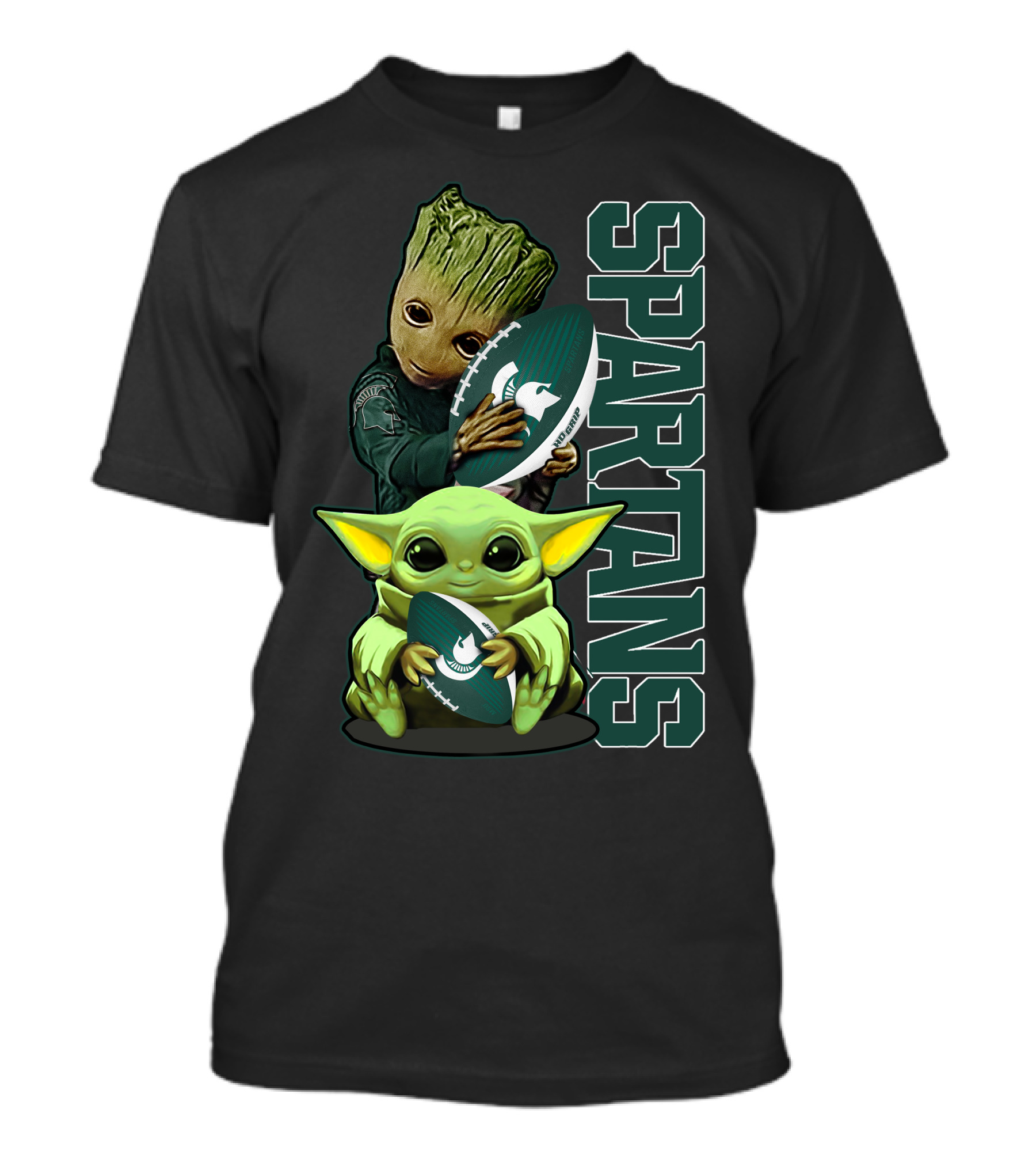 Grzd Michigan State Spartans Baby Alien And Tree Character Football T-Shirt