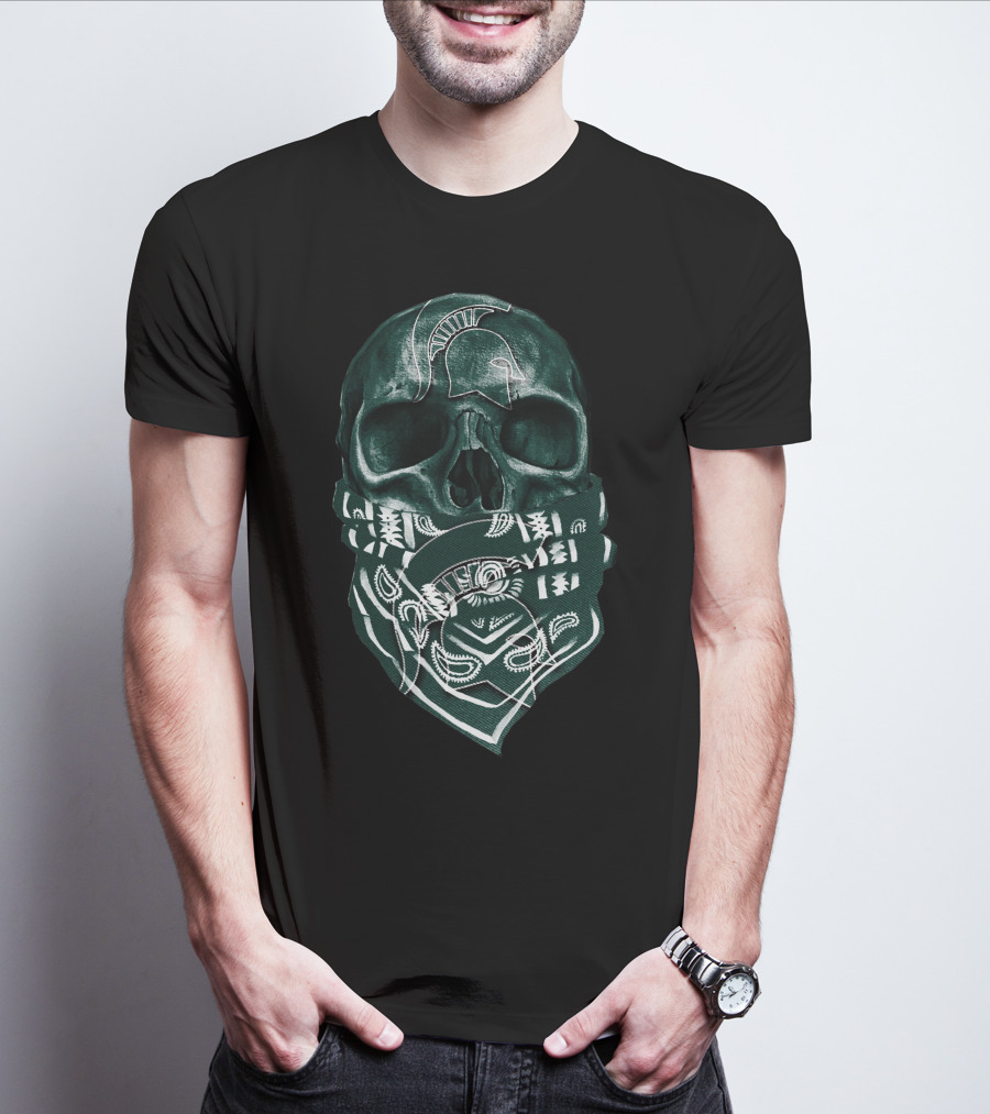 Skull Michigan State Spartans Bandana Style Spartan T-Shirt