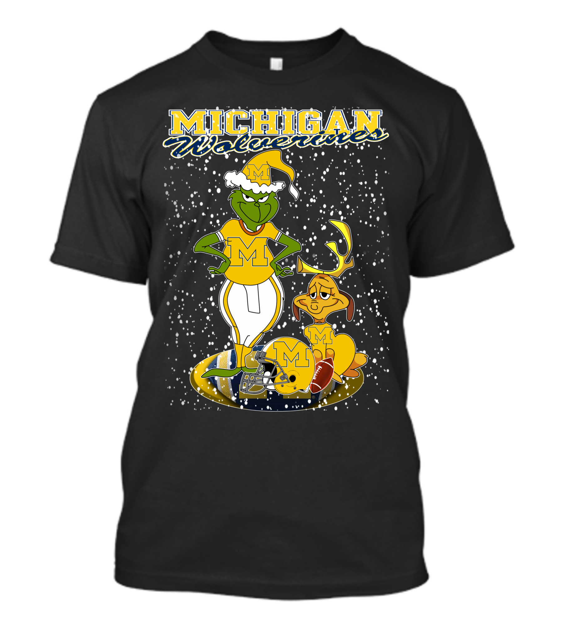 Michigan Wolverines Grinchxmas Holiday Football T-Shirt