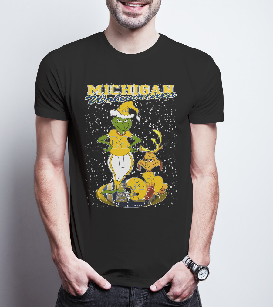 Michigan Wolverines Grinchxmas Holiday Football T-Shirt