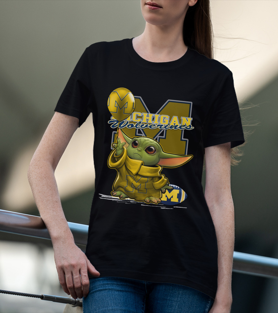 Yoda Michigan Wolverines Football Balloon T-Shirt